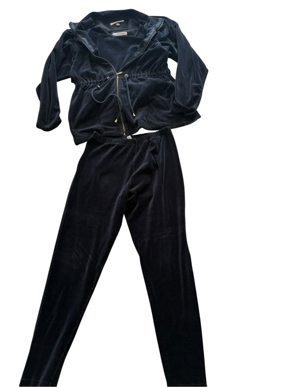 Victoria's Secret Black Straight-Leg Velour Pants - Picture 2 of 8